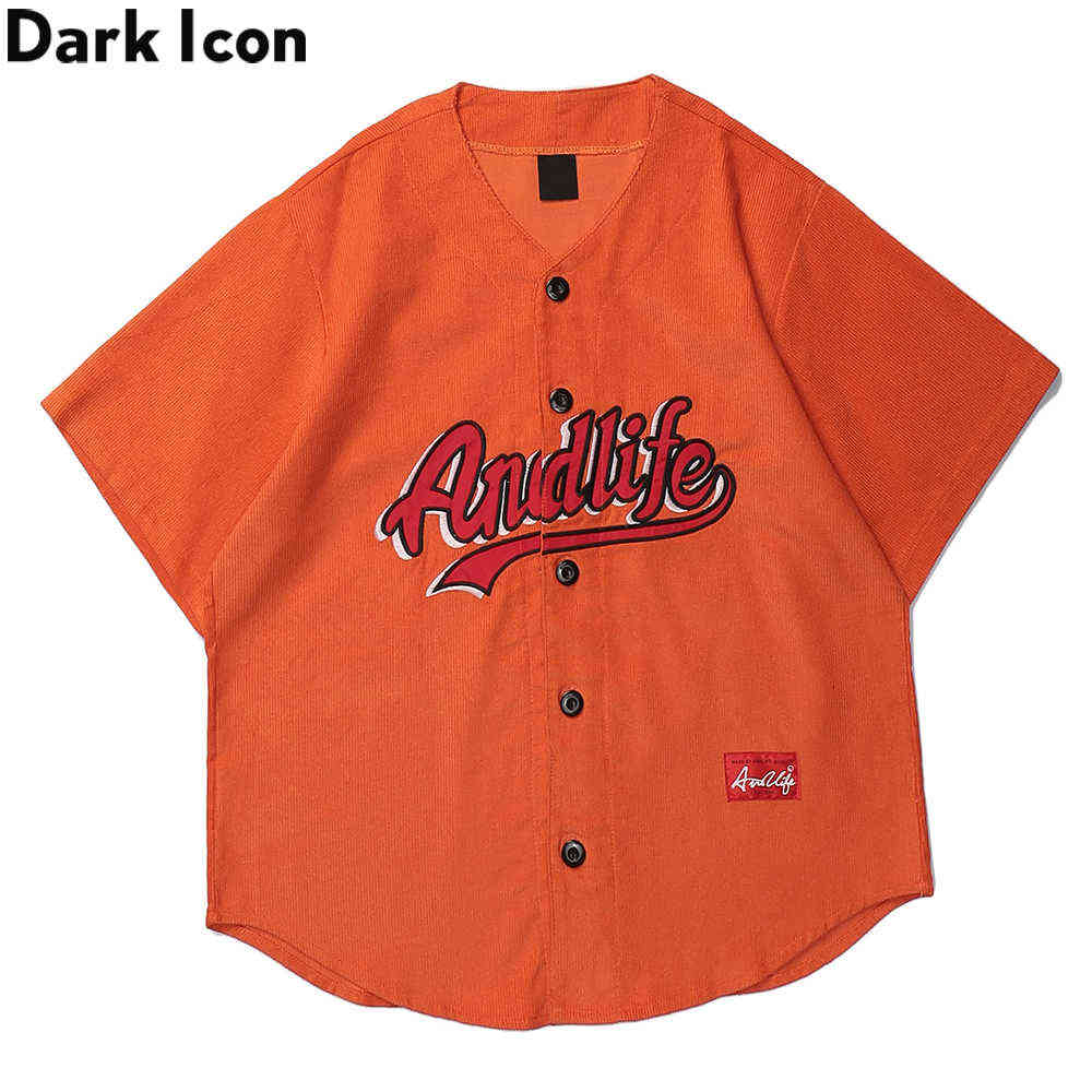 

Letters Embroidery Corduroy Baseball Shirt Men Streetwear Hip Hop Shirt Outerwear Men's Shirts 210603, Black