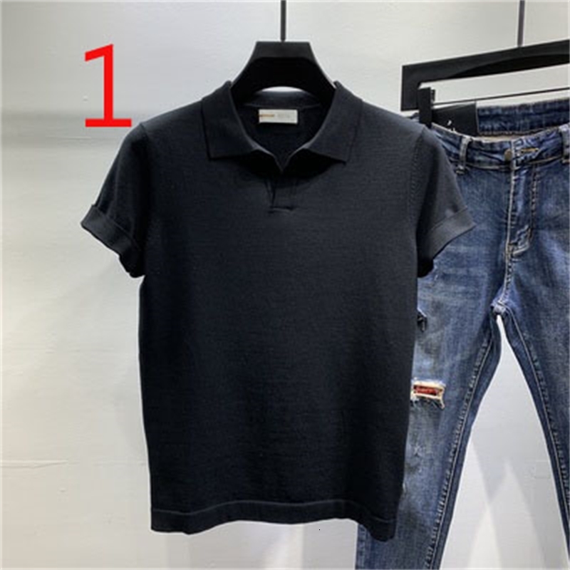 

2021 New Men's Striped Lapel T-shirt Summer Tide Brand Slim Youth Leisure 61av
