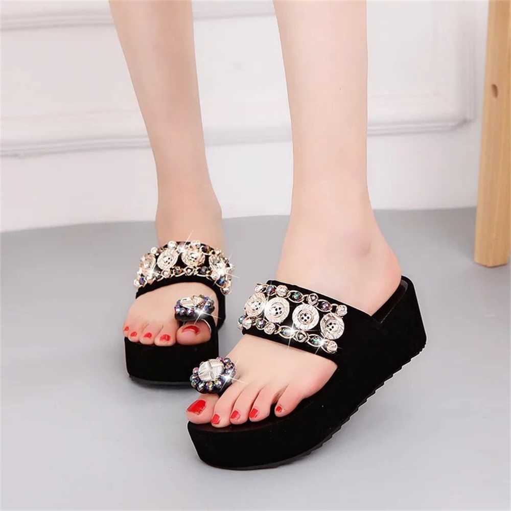 

Women's Platform Sandals 2021 Summer Glitter Crystal Ladies Clip Toe Casual Shoes Home Office Beach Dress Comfy Slippers Y0721, White
