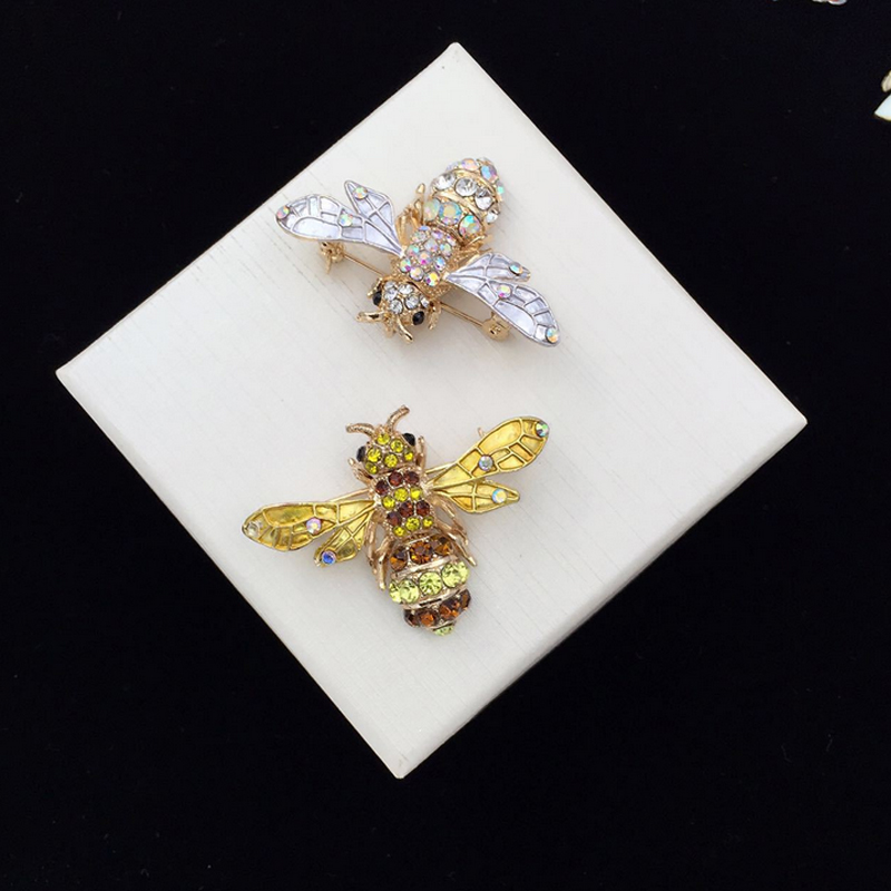 

new arrival bling bling rhinestone bee brooch women insect bee brooch for gift party famous jewelry accessories, Gray