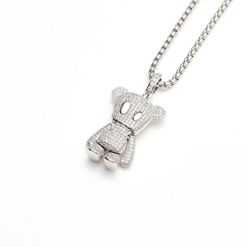 

Chains Full Diamond Paper Wombat Necklace Men And Women Unisex Matching Trendy Brand Jewelry Accessories, Silver