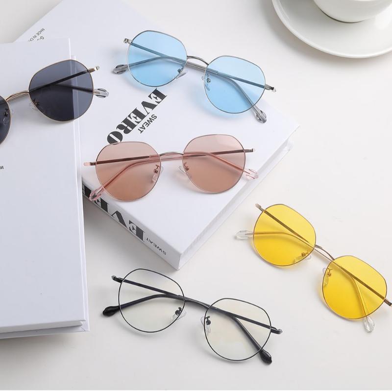 

Sunglasses LIONLK Fashion Trend Small Polygon Ocean Luxury Retro Metal Full Frame Designer Glasses UV400 Black Yellow Blue 2021