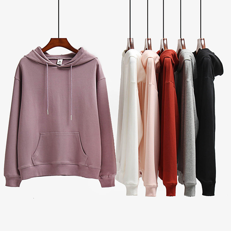 

2021 New Kawaii Cotton Solid Loose Pullover Korean Hoodies Autumn Casual Drop Shoulder Sweatshirt Harajuku Women Top Plus Size 3n0t, Purple