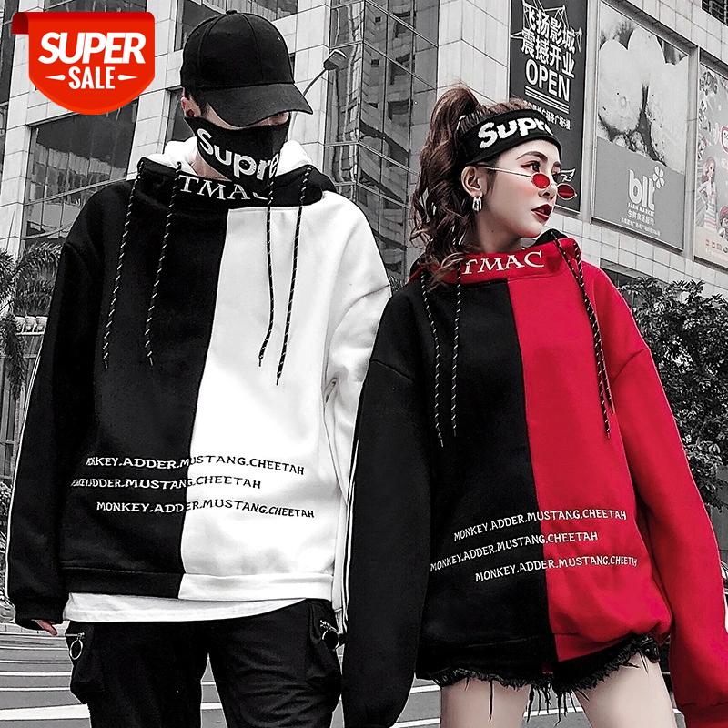 

SEVEYFAN 2021 Men's Fashion Sweatshirts Letters Embroidery Patchwork Hoodies Casual Cotton Pullover for Couples #4L3K, Black