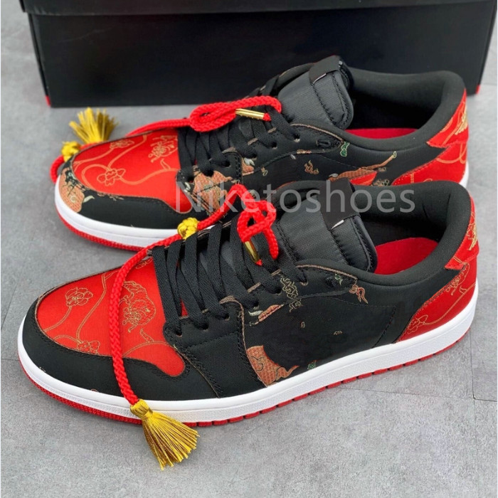 

Chinese New Year Casual Shoe Jumpman 1 Low Sports Sneakers Black Red Gold Trainers CNY
