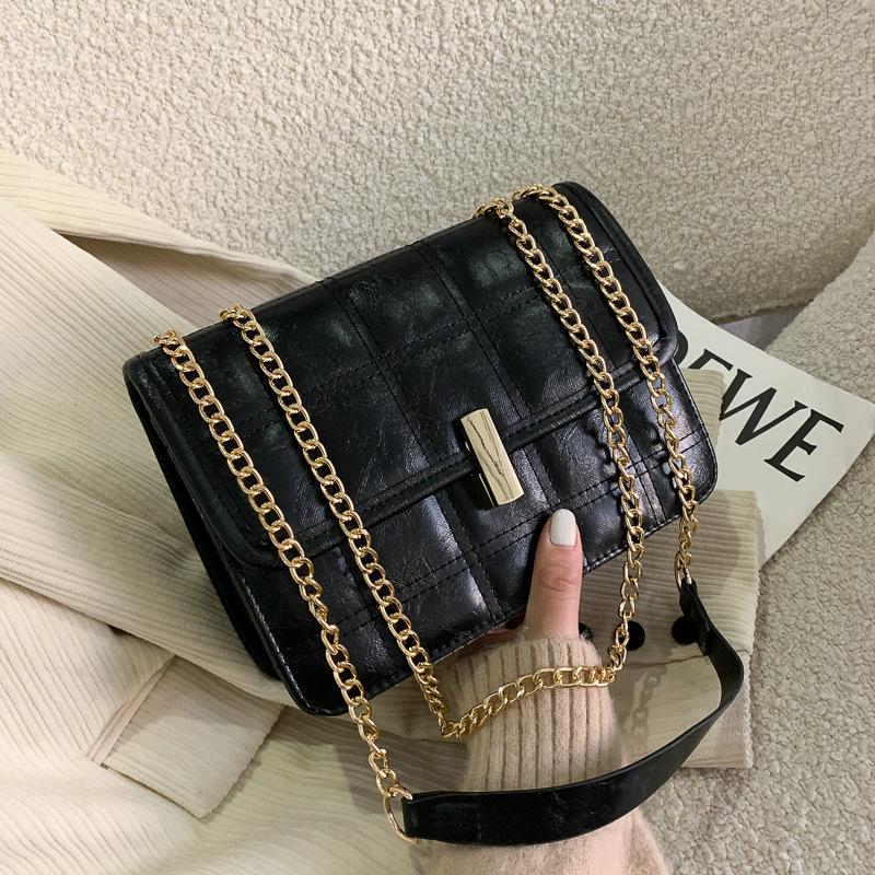 

Popular Chain Bag 2021 New Shoulder Messenger Bag Purses and Handbags Luxury Designer Genuine Leather Mini, Black