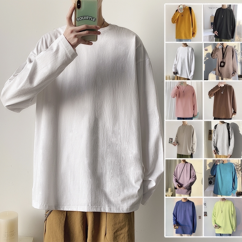 

2021 New Men's Solid Long Sleeve Pullover Male Round Collar Hoodies Cotton Casual Loose Sweatshirt Clothes 12 Color Coat S-2xl 6exv, Yellow