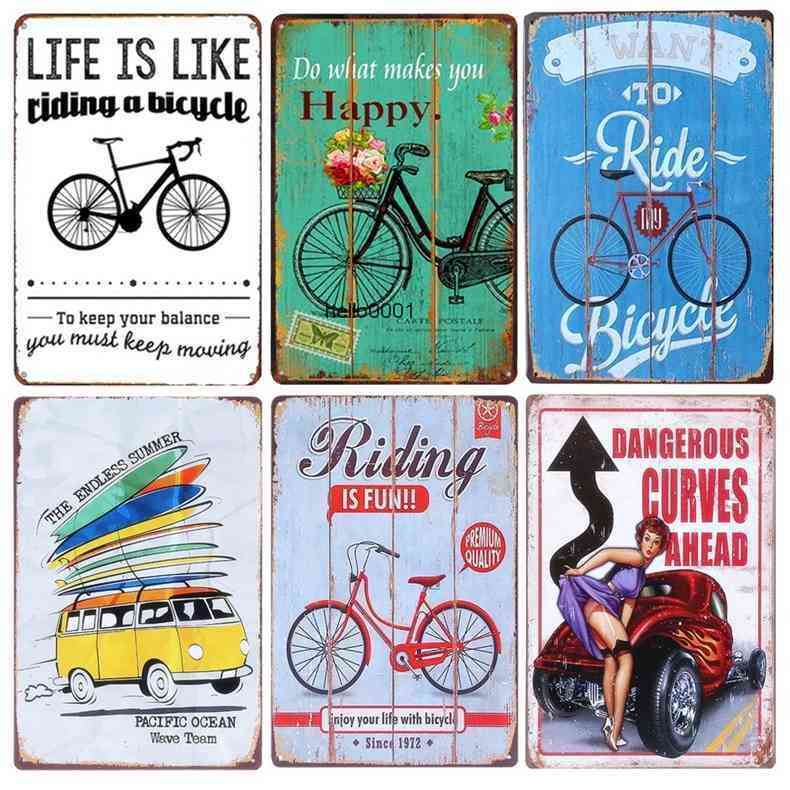 

RIDE BICYCLE Retro Metal Tin Signs BAR Home Decor Wall Posters Pub Decoration Beer Plates Life Is Like Riding Plaque N099