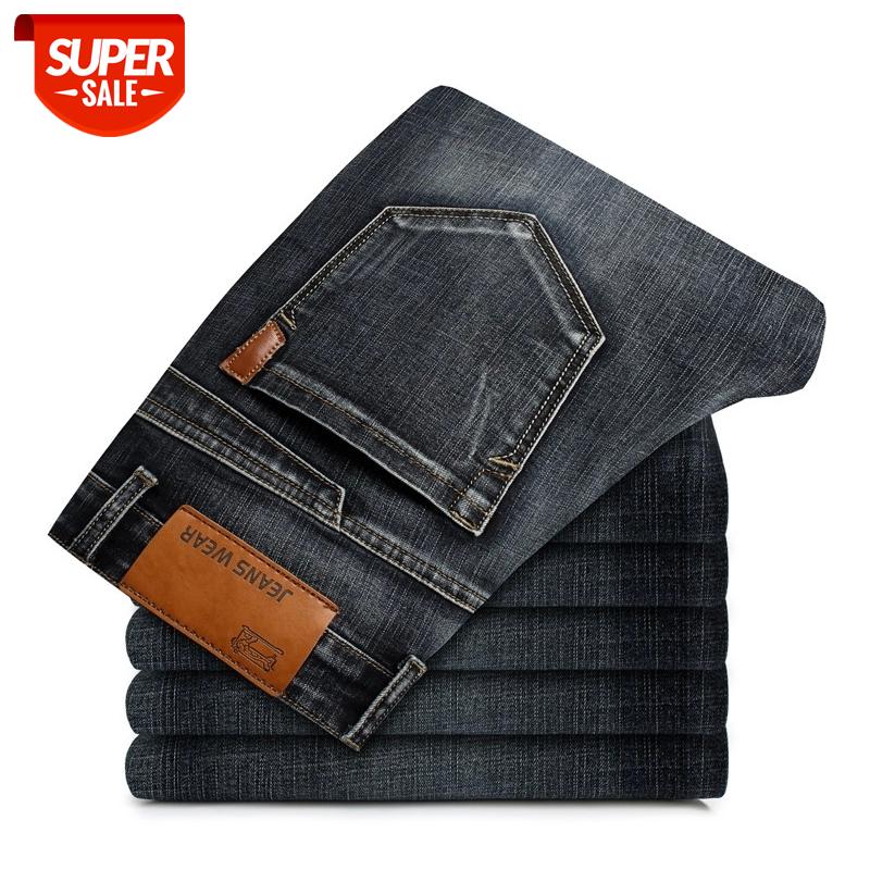 

2020 New Mens Jeans Fashion Casual Autumn Men Jeans Loose Straight Elastic Plus Size Ripped for Men Pants Brand Black Blue #Z26I