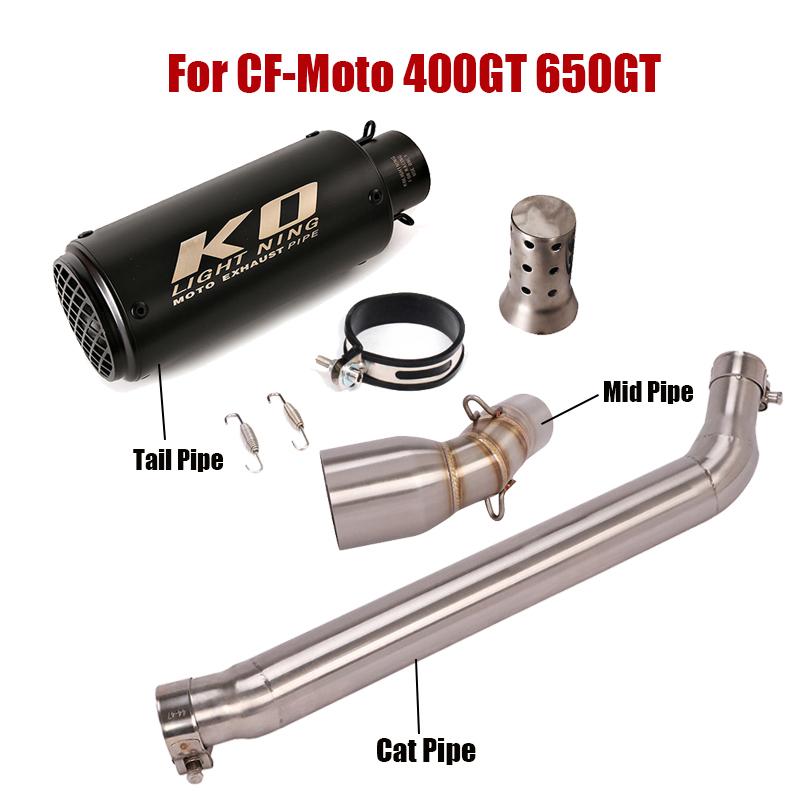 

For CFMoto 400GT 650GT Exhaust System Pipe Cat Delete Tube Middle Mid Pipe Exhaust Muffler End Tips Escape Slip On Motorcycle
