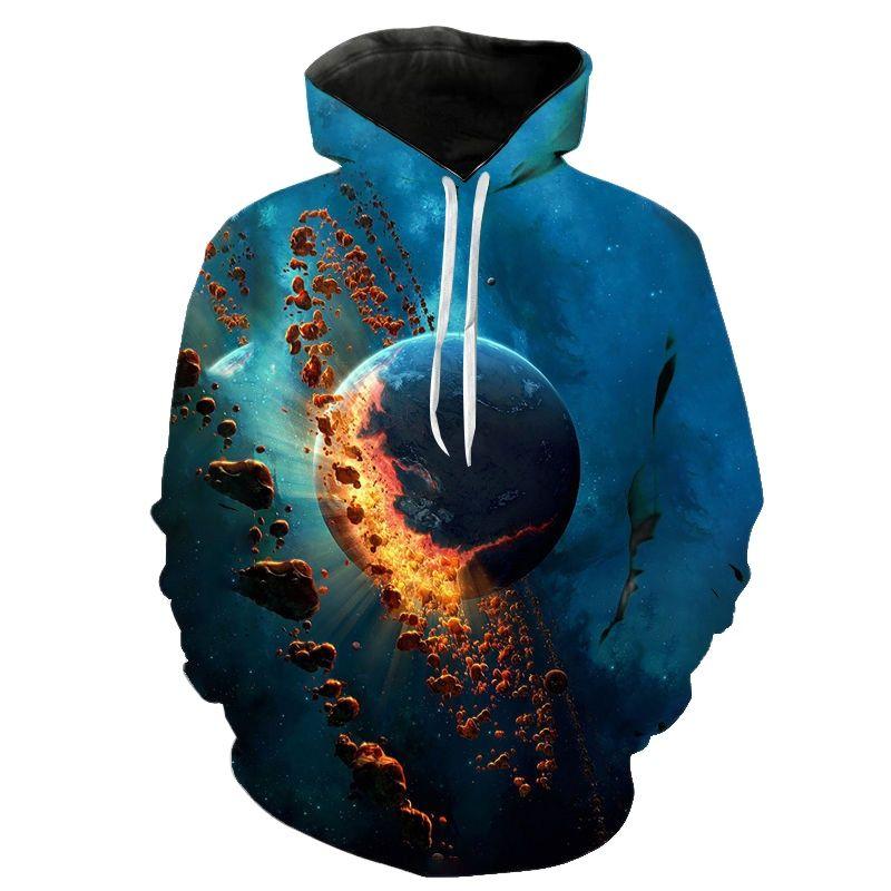 

Men's Hoodies & Sweatshirts Universe Starry Sky Astronaut 3D Printed Men Women Long Pattern Sweatshirt Coat Cool Fashion Streetwear, Black