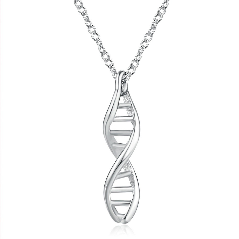 

925 Sterling Silver DNA Double Helix Pendant Necklace Science Students Necklace Girlfriend Gift Q0531