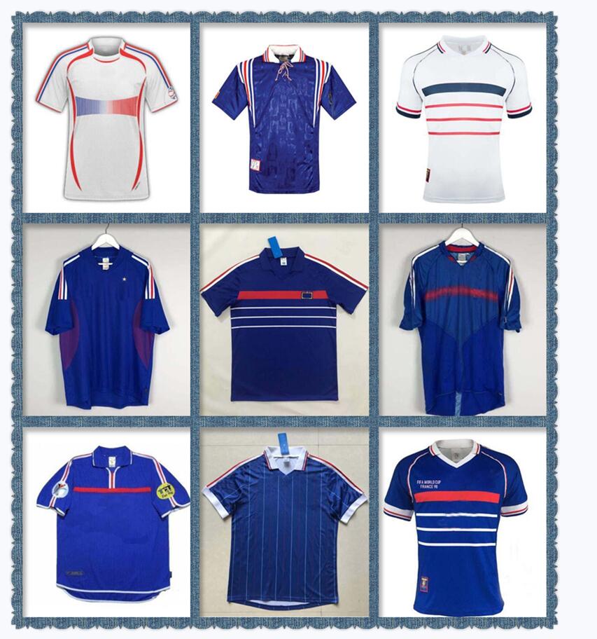 

1998 2002 FRANCE RETRO VINTAGE ZIDANE HENRY MAILLOT soccer jerseys 1996 2004 Football Jerseys shirt Trezeguet away finals 2006 white 2000, Brown