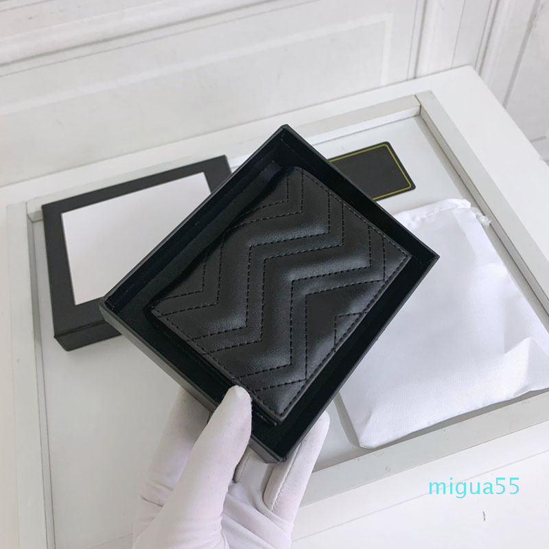 

Luxury Designer Wallet Top Quality Fashion Women Coin Purse Pouch Quilted Leather Woman Mini Short Wallets, Black/with box