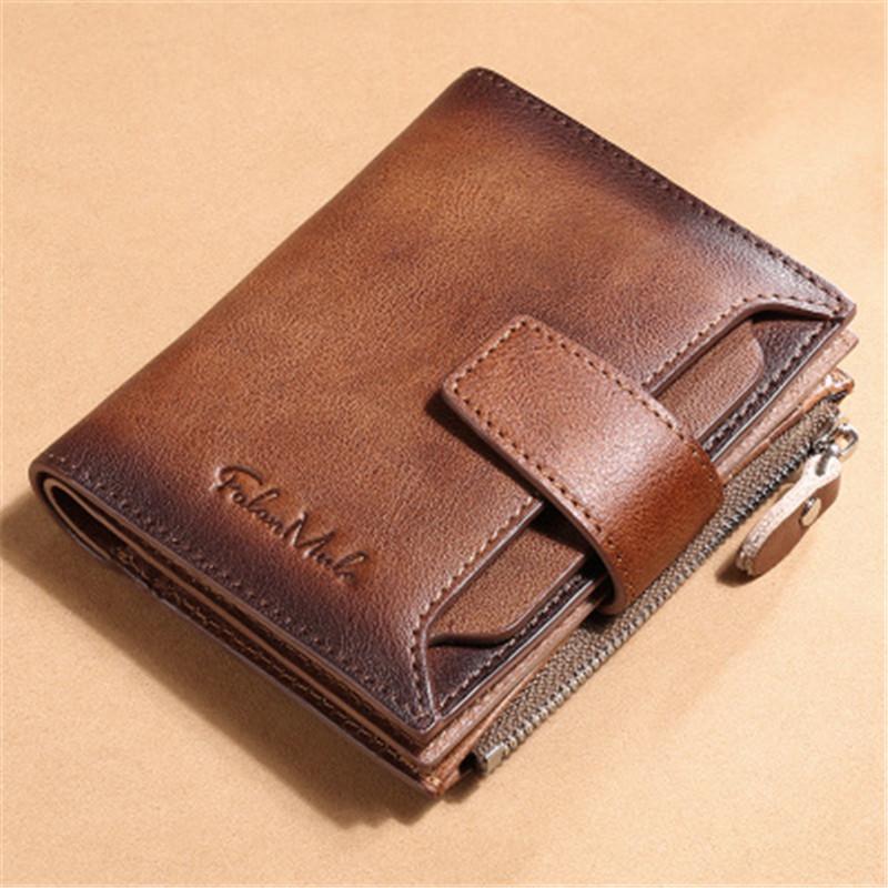 

Wallets Brand Mens Wallet Genuine Leather Fashion Short Men Hasp Vintage Male Purse Coin Pouch Multi-functional Cards, Brown