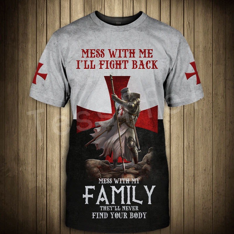 

Tessffel cavalier Knights Templar Armor Causal Streetwear Harajuku 3DPrint Short Sleeve Summer Man's top T-shirt Men/Women A-2 C0310, White