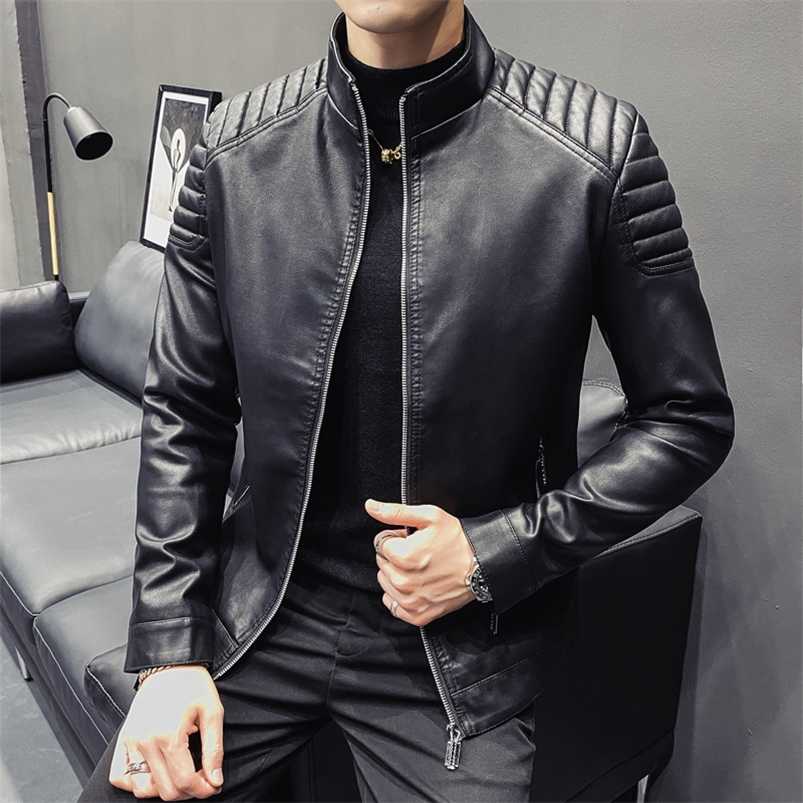

Nowsaa Men's Leather Jackets Autumn Casual Motorcycle PU Jacket Biker Leather Coats Brand Clothing EU Size PU Punk 211111, Light blue