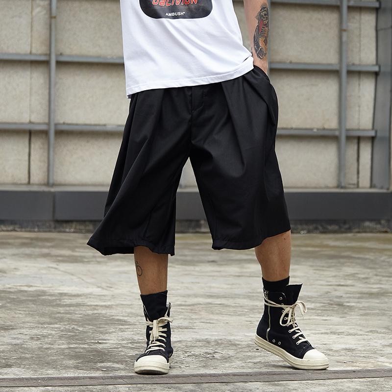 

Men's Shorts Style Retro Ancient Ways Irregular Design Dark Day Department Youth Fashion Leisure Loose, Black