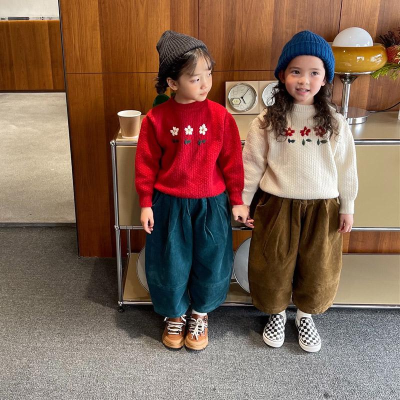 

Pullover Girls Sweaters Baby Winter Clothes Kids Long Sleeve Flower Knitted Sweater Korean Children Solid Casual Loose Tops