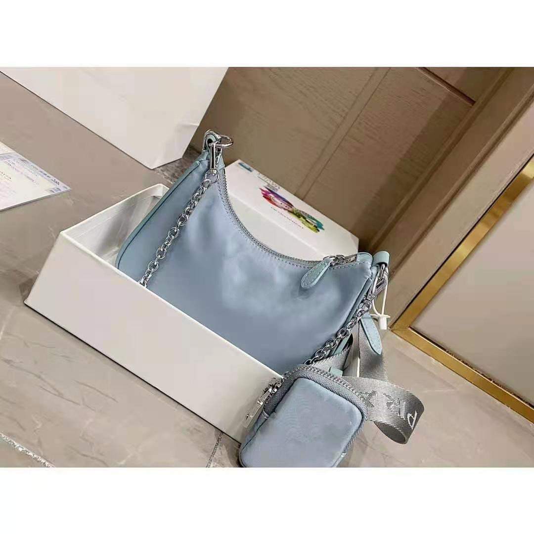 

yisykiy 2021 top quality womens handbags crossbody purses lady handbag tote vintage 2005 nylon shoulder bag chain hobo fashion duffle, Green