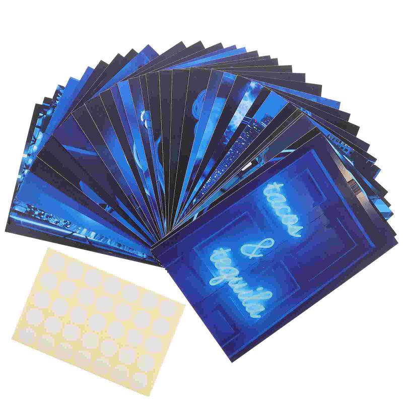 

Greeting Cards 50 Pcs Blue Neon Wall Collage Kit For Bedroom Graduation