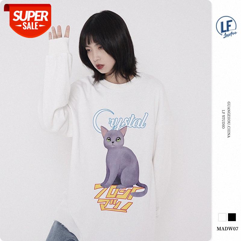 

LawFoo Men's Cute Cat Printed Loose Sweatshirt #bM3C, Black