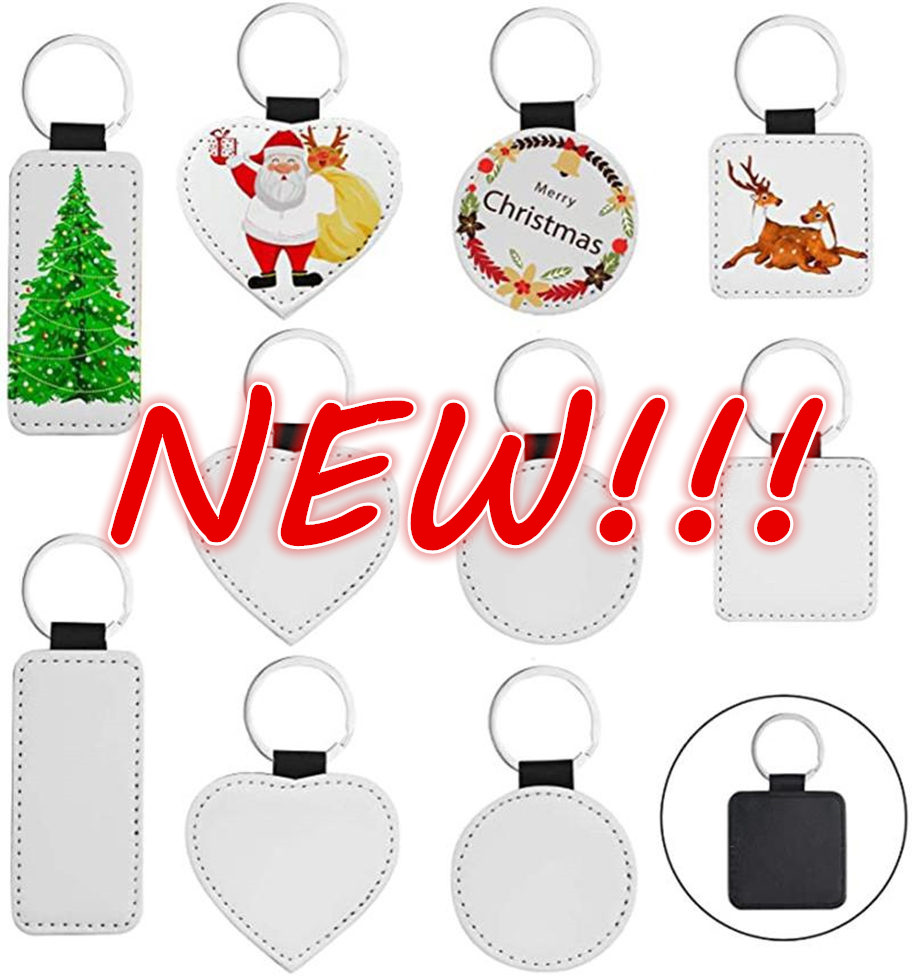 

DHL Sublimation Blanks Keychain PU Leather Keychain for Christmas Heat Transfer Keychain Keyring for DIY Craft Supplies 2021