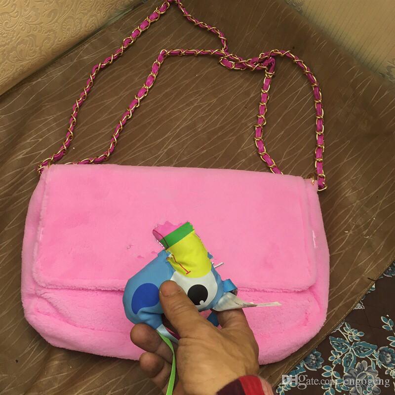 

Fashion Makeup Bag With Chain Classic Pattern 6 Colors Vintage Party Bag Flannel Hand Bag Lady Plush Storage Case