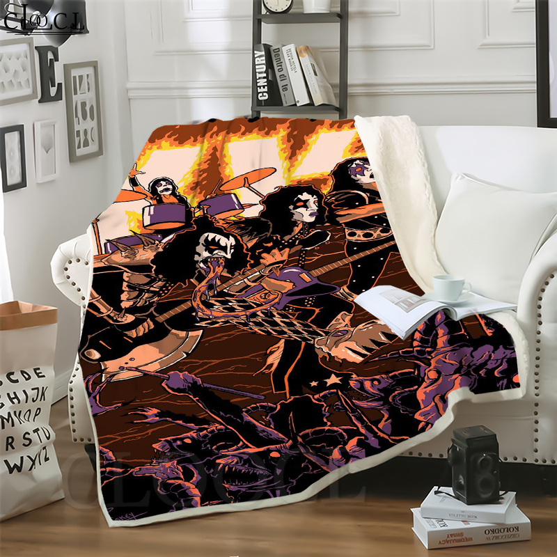 

CLOOCL New Metal Rock Kiss Band 3D Print Hip-hop Style Air Conditioning Blanket Teens Bedding Throw Blankets Plush Quilt