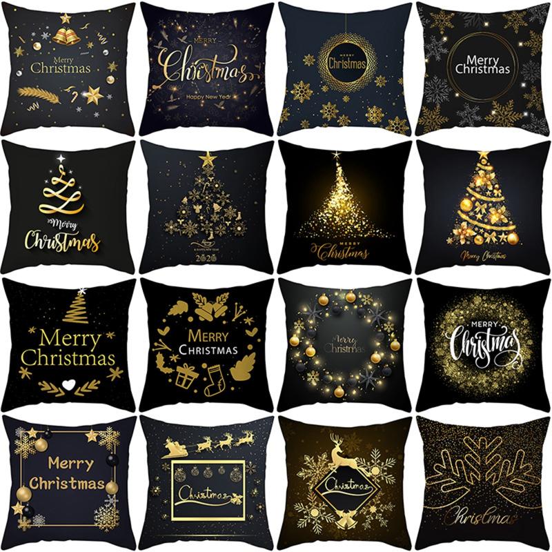 

Christmas Decorations Black Gold Pillowcase Santa Cluas Merry Ornaments Elk Snowflake Xmas Decor For Home Noel 2021 Navidad