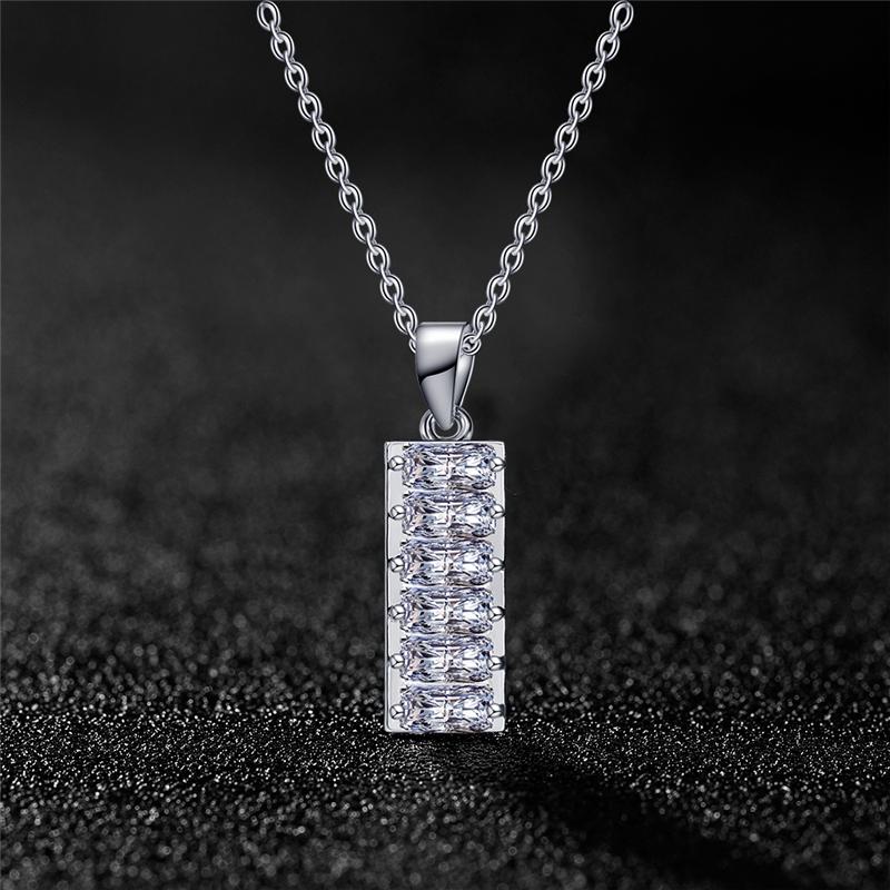 

Pendant Necklaces Brand Double Row Zirconia Inlay For Women Girls Silver Plated Rectangle Charm Necklace Birthday Gifts Choker