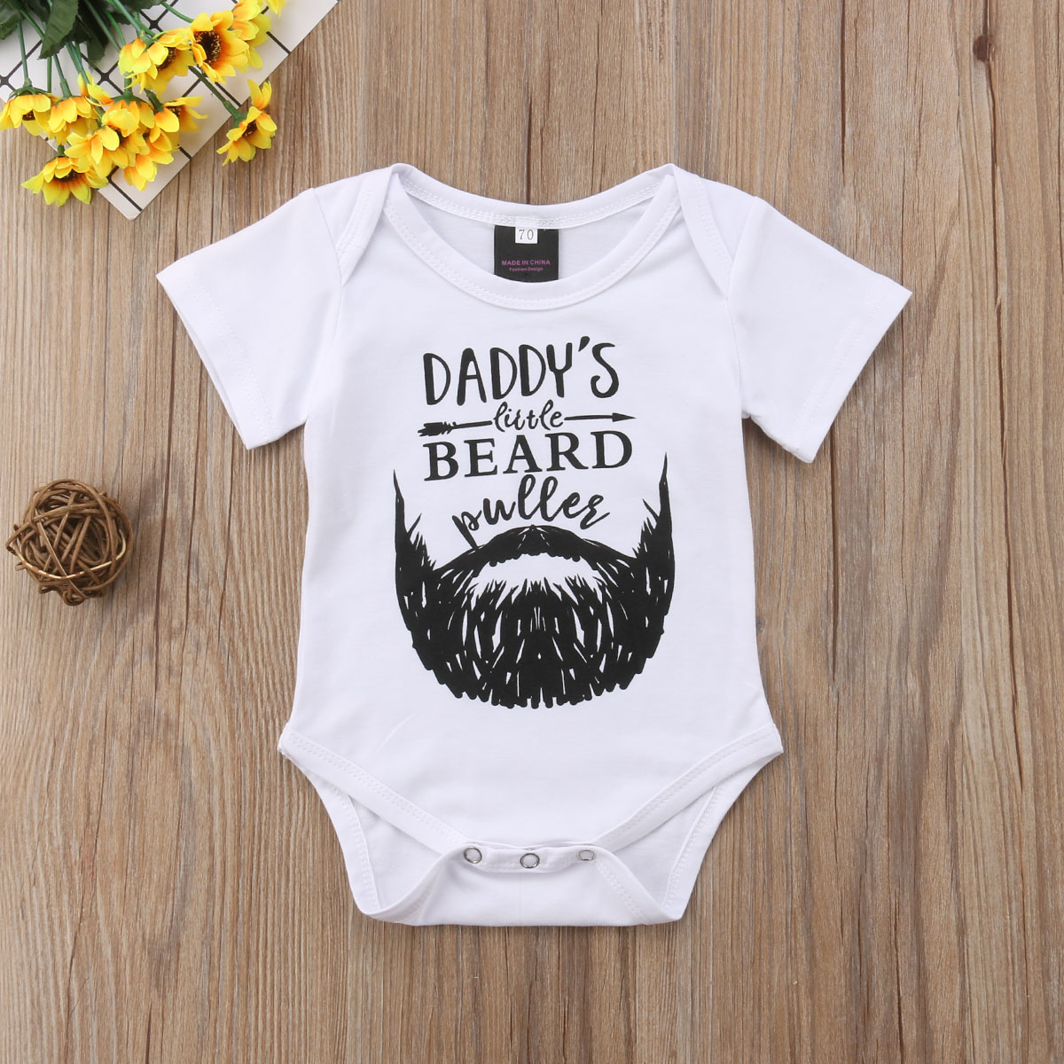 

Newborn Baby Boys Girls Romper Letter Moustache Short Sleeve Jumpsuit Clothes Outfits, Default color