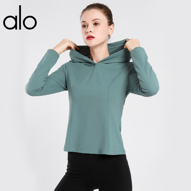 

Alo Sports Sweatshirt Hooded Long-sleeved Yoga Wear Women's Loose Running Yoga Coats Jacket, Black