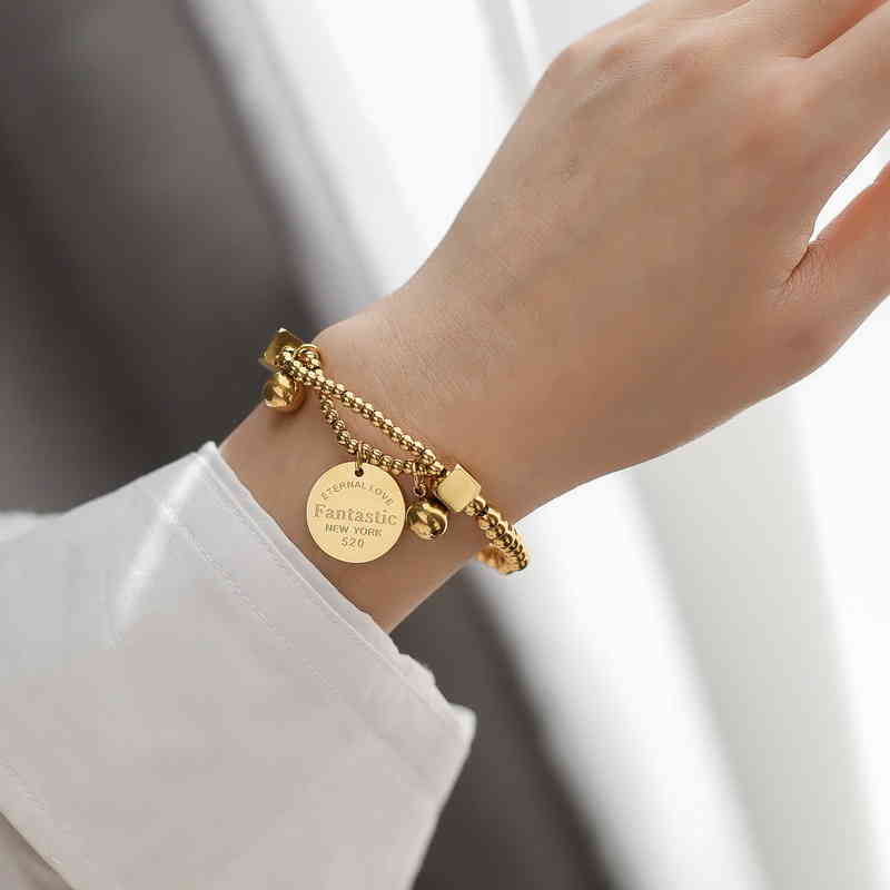 

Indifference style simple disc letter Bracelet niche dign trendsetter exaggerat personality, Golden;silver