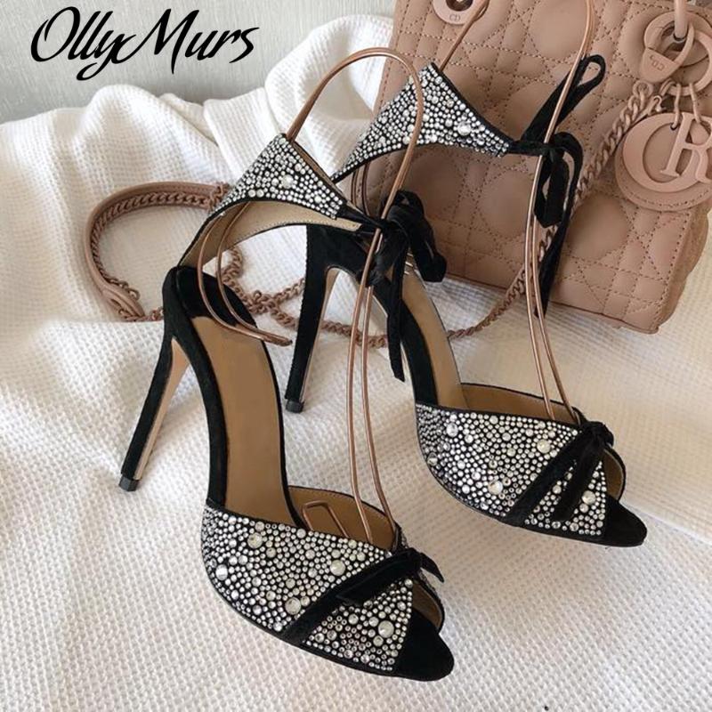 

2021 new summer leather women's shoes sexy high heels women's shoes blingbling high heels 10cm 34-41