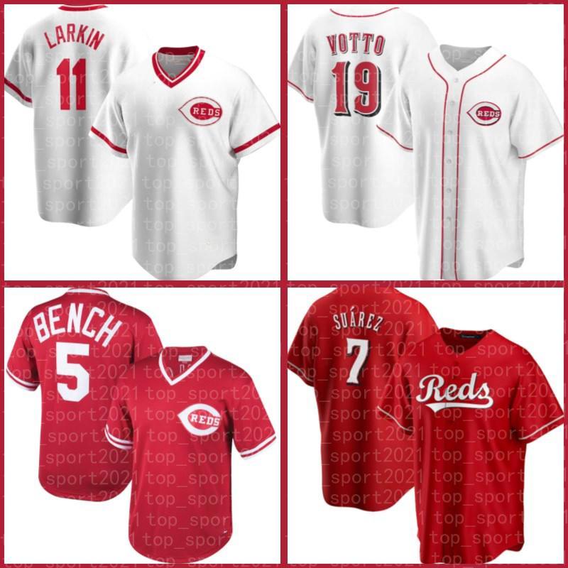 

Cincinnati 11 Barry Larkin Reds Jersey Johnny Bench Eugenio Suarez Joey Votto Nick Castellanos Nick Senzel Shogo Akiyama Luis Castillo Men, Blue;black