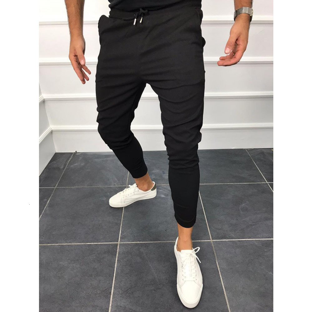 

2021 Casual of Men Runners Streetwear Male Social Pants Will See Fine Fitting Sweatpants Solid Black Party Elastic Clothes D3wh, Haji