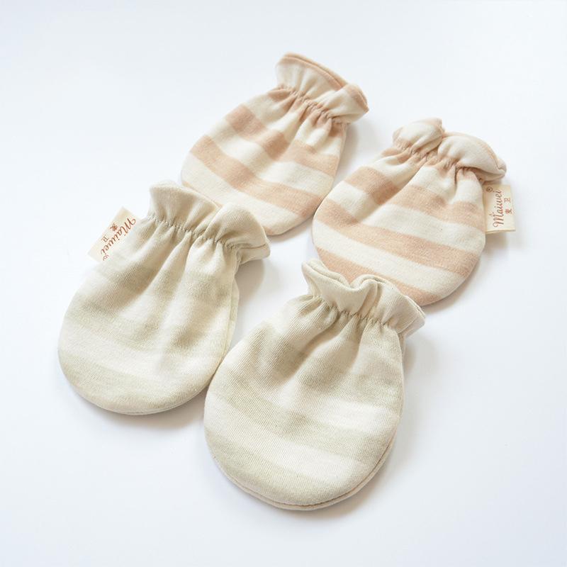 

Children's Mittens 0-6M Born Baby Gloves Stripe Dots Infant Full Finger Anti-Grab Girls Boy Cotton Glove Four Seasons Mitten, White