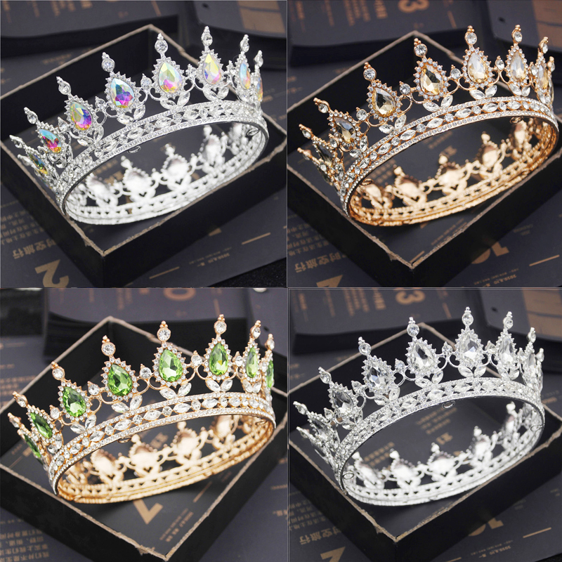 

Bride Royal Purple Crystal Queen King Tiaras and Crowns Bridal Pageant Diadem Head Ornament Wedding Hair Jewelry Accessories