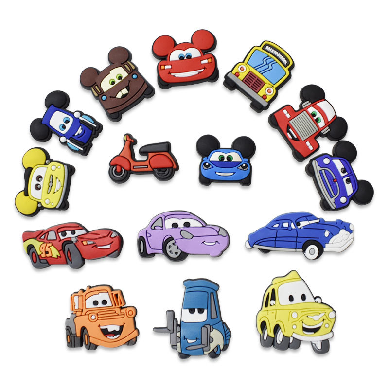 

Wholesale Cartoon Car Croc Charms Fit for Clog Shoes and Wristband Bracelet Decoration Kids Teen Party Gifts
