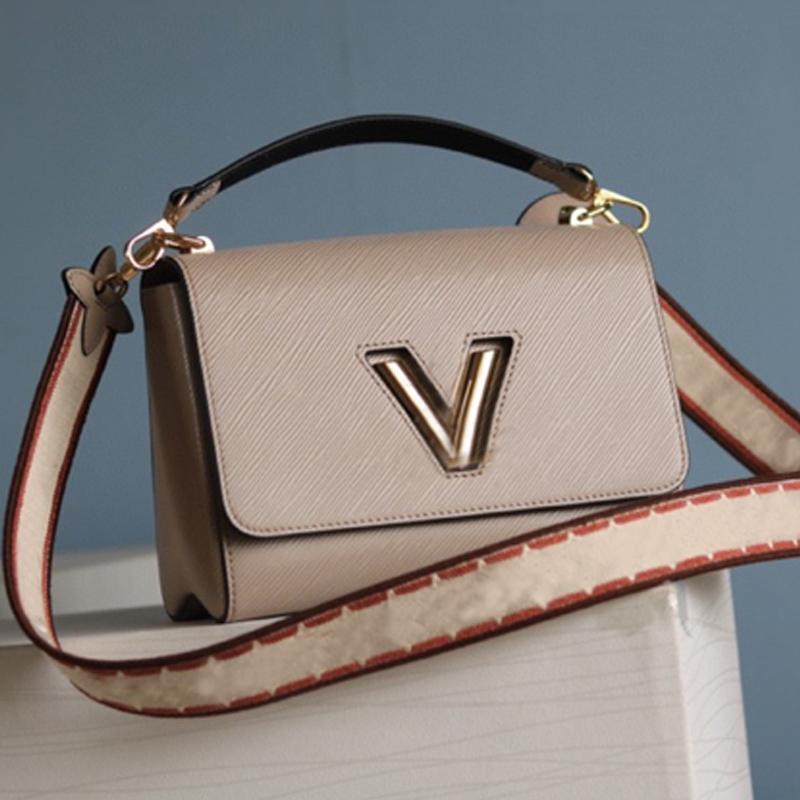 

High Quality Twist lock Handbag Purse Genuine Leather Messenger Bag Embroidery Shoulder Strap Bags Women Crossbody Flap Bag Handle Tote New, Box