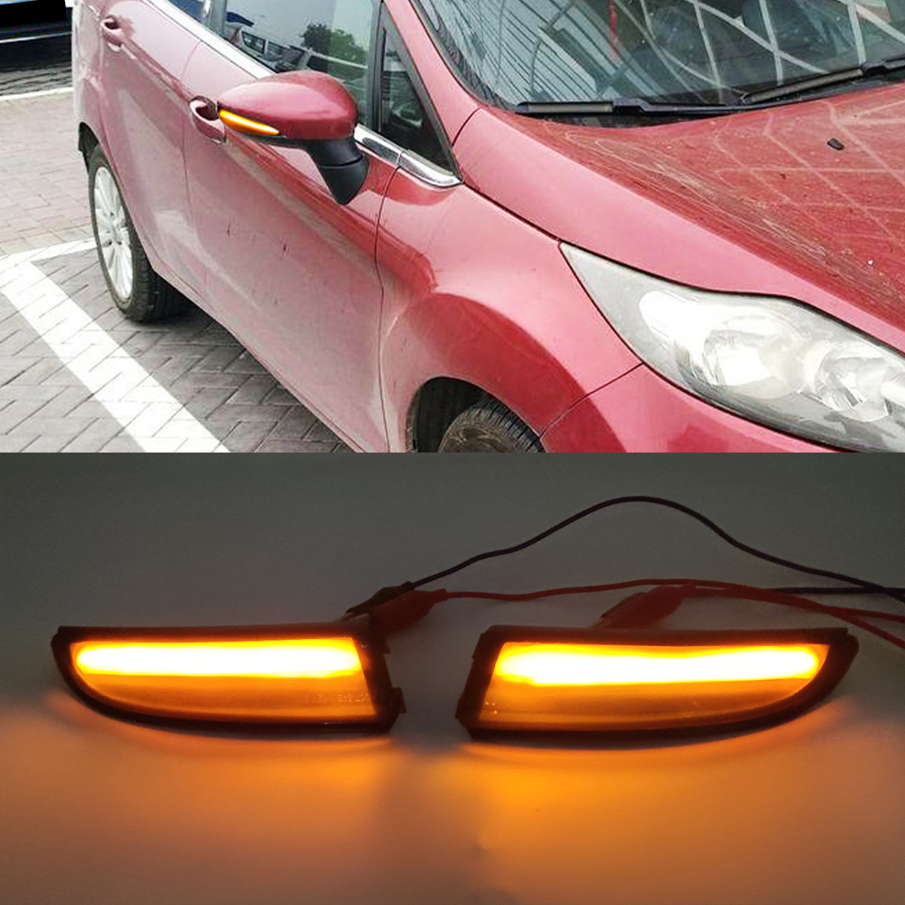 

2Pcs For Ford Fiesta MK6 VI /UK MK7 2008-17 B-Max 2012-17 LED Dynamic Turn Signal Light Side Mirror Sequential Indicator Blinker Lamp