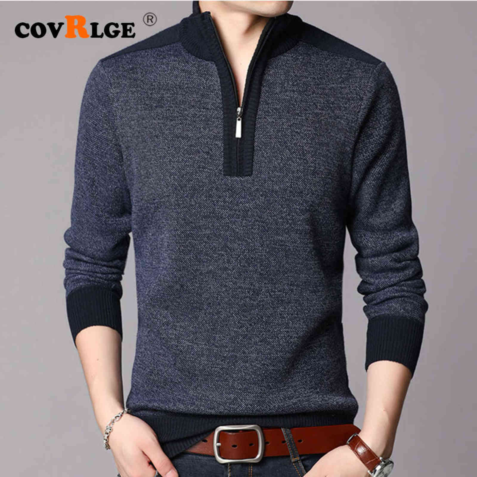 

Cashmere Sweater Men Clothes Spring Autumn Winter Thick Warm Wool Pullover Men Casual Zipper Turtleneck Pull Homme MZM063 211109, Red