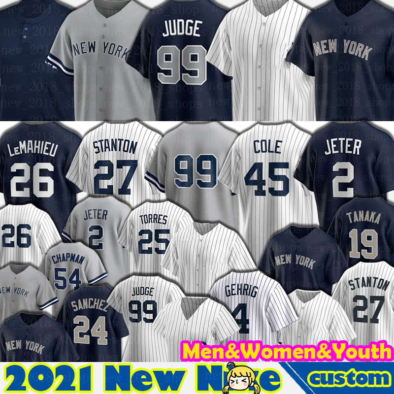 

99 Aaron Judge Jersey Baseball 2 Derek Jeter 45 Gerrit Cole 26 New DJ LeMahieu York Giancarlo Stanton Gleyber Torres Gio Urshela Aaron Hicks, Custom cool base men jersey