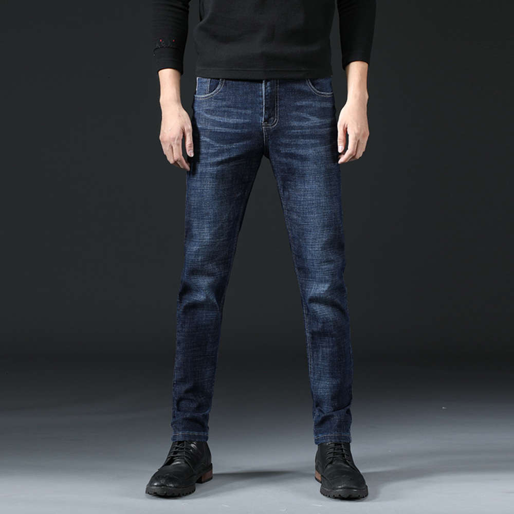

Autumn and winter new Korean straight fit men's casual youth jeans pants fashion, Blue