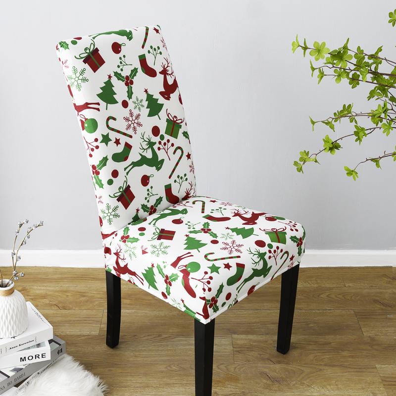 

Chair Covers Merry Christmas Cover For Dining Room Banquette Home Decor Stretch Printed Spandex Soft Fabric Seat Case 2021