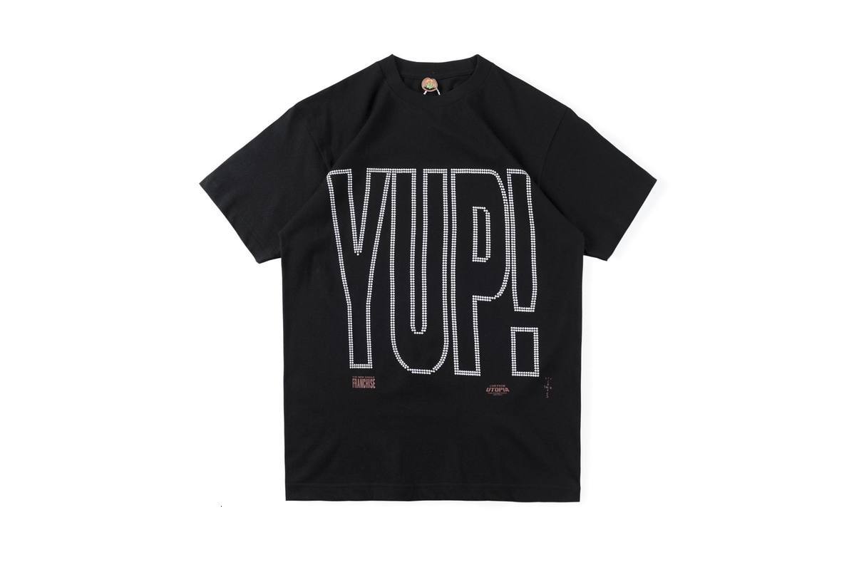 

2021 New t Shirt Franchise Up! Rhinestone Lettering Short Sleeve Top Tee Hip Hop Loose Travis Scott T-shirt Dait, Black8