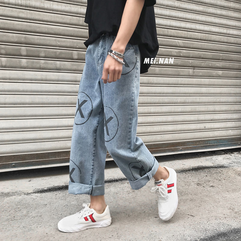 

2021 New Men's Water Wash Loose Baggy Homme Casual Classic Cargo Pocket Jeans Blue Wide Leg Pants Biker Denim Trousers S-2xl Qgf0, Beige
