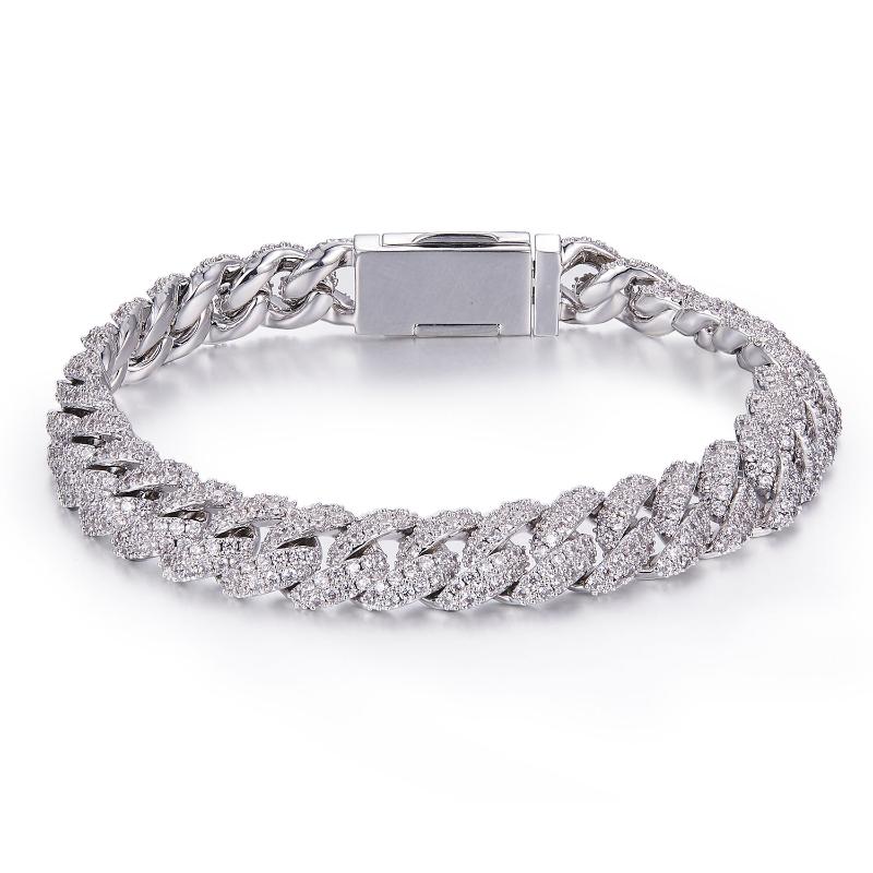 

Chains Hip Hop Iced Out Paved Moissanite 6MM-14MM 925 Sterling Silver Full Miami Curb Cuban Chain Bling Rapper Necklace For Men Jewelry