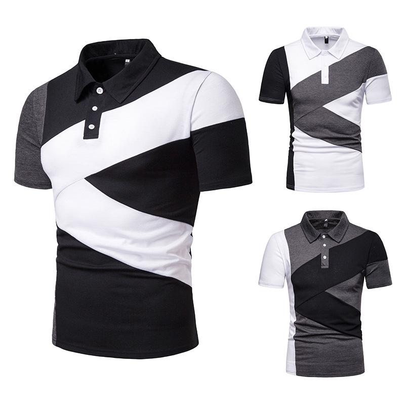 

Men Color Matching Short Sleeve Shirt Contrast Color New Clothing Summer Streetwear Casual Fashion Men tops, Black